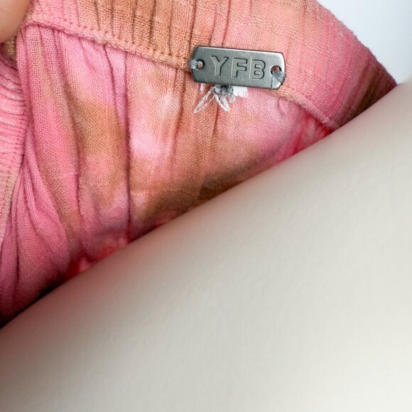 YOUNG FABULOUS & BROKE Tie-Dye Smocked Maxi Bohemian Boho Puffed sleeves Pink XS - Picture 6 of 8